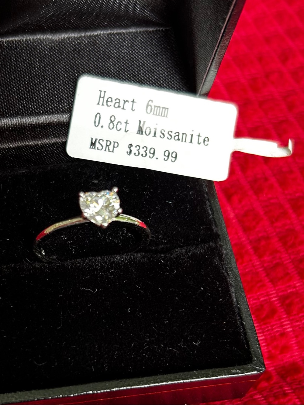 Heart-Shaped 0.8ct Moissanite Ring in 925 Sterling Silver Size 7 New